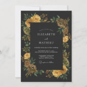 Houtskool Gele Ranunculus Eucalyptus Bruiloft Kaart (Voorkant)