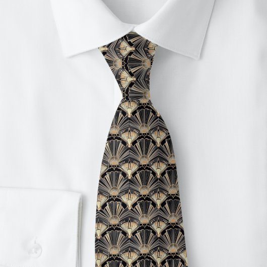 Houtskool Goud Art Deco Waaiers Stropdas
