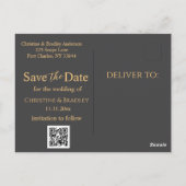 Houtskool & Goud Bewaar de datum Foto Briefkaart (Achterkant)