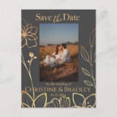 Houtskool & Goud Bewaar de datum Foto Briefkaart (Voorkant)