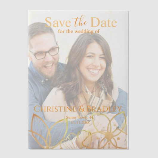 Houtskool & Goud Bewaar de Datum Vellum Uitnodigingen (Voorkant)