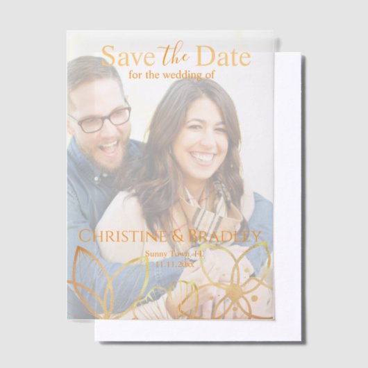 Houtskool & Goud Bewaar de Datum Vellum Uitnodigingen (Offset)