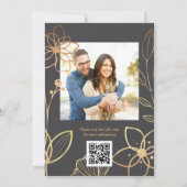 Houtskool & Goud Foto QR Code Huwelijksrepetitie Kaart (Achterkant)