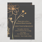 Houtskool & Goud Foto QR Code Huwelijksrepetitie Kaart (Voorkant / Achterkant)