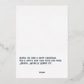 Houtskool & Goud Gingham Kerstvakantie Foto Folie Feestdagenkaart (Achterkant)