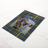 Houtskool & Goud Gingham Kerstvakantie Foto Folie Feestdagenkaart (Gedraaid)