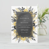 Houtskool Goud Imperiale Botanische Bruiloft Kaart (Staand voorkant)