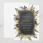 Houtskool Goud Imperiale Botanische Bruiloft Kaart (Voorkant / Achterkant)
