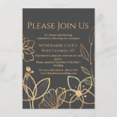 Houtskool & Goud QR Code Huwelijk Informatiekaartje (Voorkant)