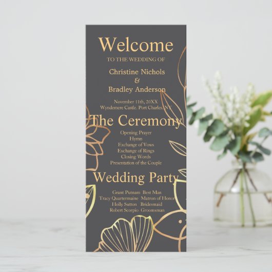 Houtskool & Goud Trouwprogramma (Staand voorkant)