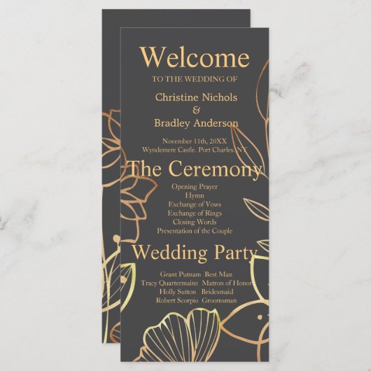 Houtskool & Goud Trouwprogramma (Voorkant / Achterkant)