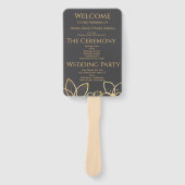 Houtskool & Goud Trouwprogramma Handwaaier (Voorkant)