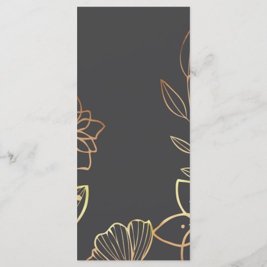 Houtskool & Goud Wedding Menu (Achterkant)