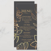 Houtskool & Goud Wedding Menu (Voorkant / Achterkant)