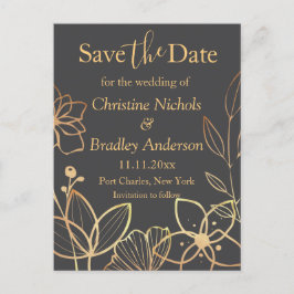 Houtskool & Gouden bruiloft Save the Date Briefkaart