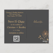 Houtskool & Gouden bruiloft Save the Date Briefkaart (Achterkant)