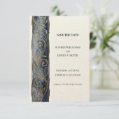 Houtskool Gouden Scroll Save The Date Kaart (Staand voorkant)