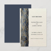 Houtskool Gouden Scroll Save The Date Kaart (Voorkant / Achterkant)