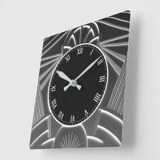 Houtskool grijs Art Deco klok - Abstracte lijnen (Hoek)