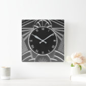 Houtskool grijs Art Deco klok - Abstracte lijnen (Huis)