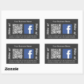 Houtskool grijs bedrijfsnaam qr code Facebook Rechthoekige Sticker (Vel)