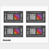 Houtskool grijs bedrijfsnaam qr code Instagram Rechthoekige Sticker (Vel)