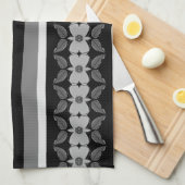 Houtskool grijs bloemig theedoek (Quarter Fold)