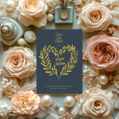 Houtskool Grijs & Bord Goud Hart Save the Date Kaart