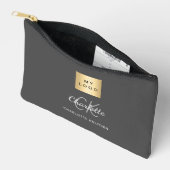 Houtskool grijs business logo naam monogram etui (Open)