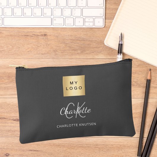 Houtskool grijs business logo naam monogram etui