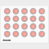 Houtskool Grijs Chevron Zigzag Gepersonaliseerd Mo Ronde Sticker (Vel)