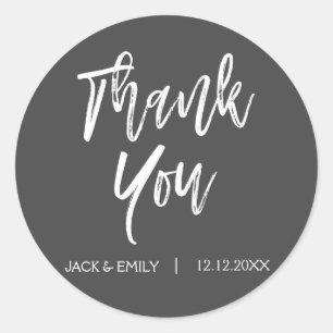 Houtskool grijs dank u envelop afdichting ronde sticker