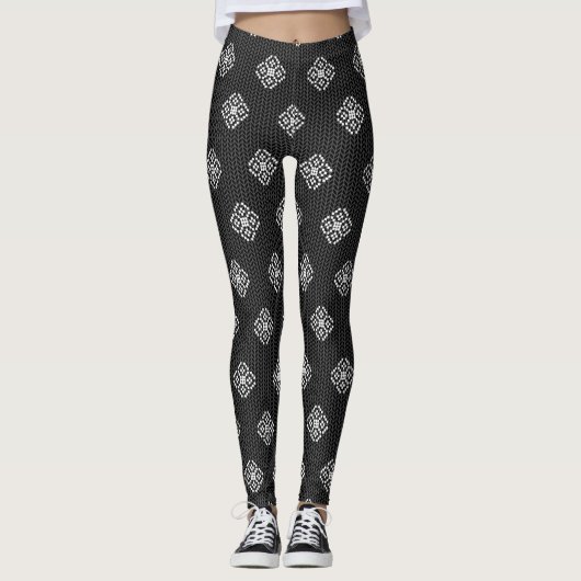 Houtskool Grijs Diamant Sneeuwvlok Vrouwen Legging (Voorkant)