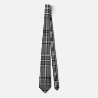 Houtskool grijs, donkergrijs en wit tartan patroon stropdas