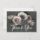 Houtskool Grijs Elegante Bloemen Moderne Huwelijk Bedankkaart (Voorkant)