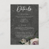 Houtskool Grijs Elegante Bloemen Moderne Huwelijk Informatiekaartje (Voorkant)