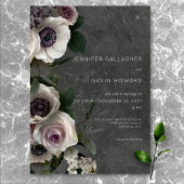 Houtskool Grijs Elegante Bloemen Moderne Huwelijk Kaart