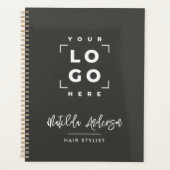 Houtskool grijs elegante moderne girly prijs QR co Planner (Voorkant)