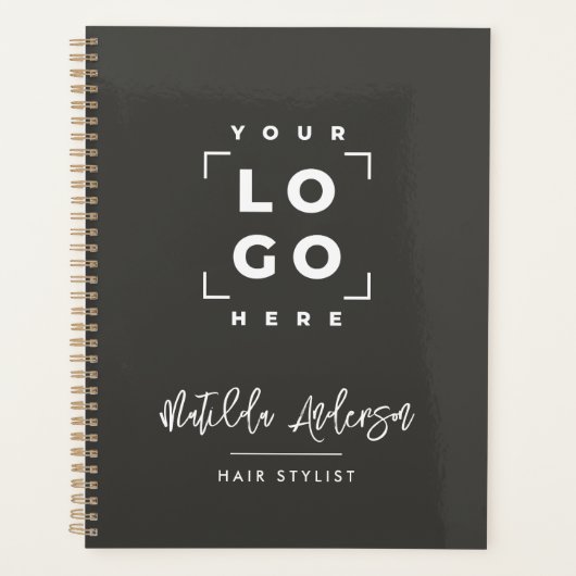 Houtskool grijs elegante moderne girly prijs QR co Planner (Voorkant)