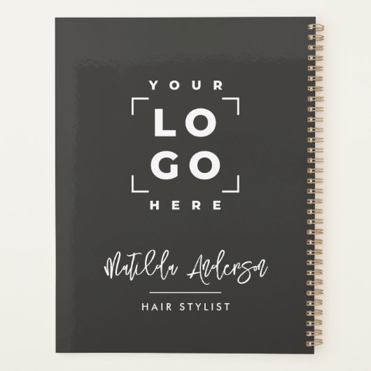 Houtskool grijs elegante moderne girly prijs QR co Planner (Achterkant)