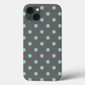 Houtskool Grijs en Aqua Polka Dots Case-Mate iPhone Case (Achterkant)