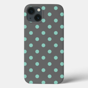 Houtskool Grijs en Aqua Polka Dots Case-Mate iPhone Case
