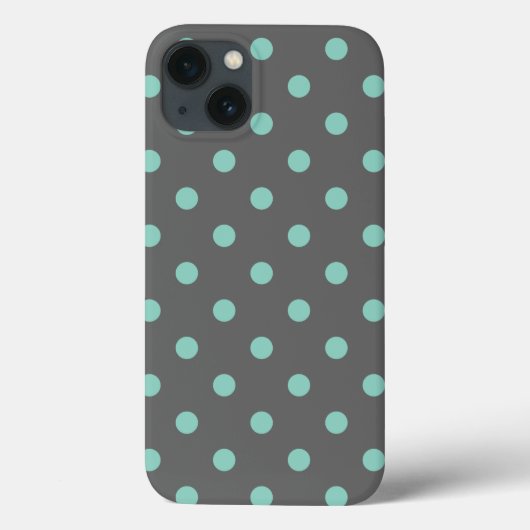 Houtskool Grijs en Aqua Polka Dots Case-Mate iPhone Case (Achterkant)