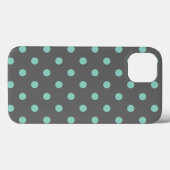 Houtskool Grijs en Aqua Polka Dots Case-Mate iPhone Case (Achterkant (horizontaal))