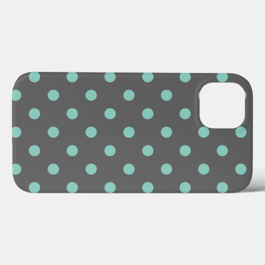 Houtskool Grijs en Aqua Polka Dots Case-Mate iPhone Case (Achterkant (horizontaal))