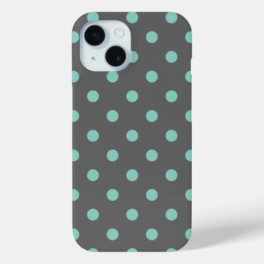 Houtskool Grijs en Aqua Polka Dots Case-Mate iPhone Case (Achterkant)