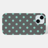 Houtskool Grijs en Aqua Polka Dots Case-Mate iPhone Case (Achterkant (horizontaal))