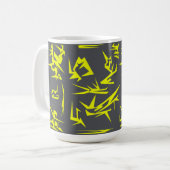Houtskool, grijs en geel Abstract Koffiemok (Voorkant links)