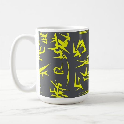 Houtskool, grijs en geel Abstract Koffiemok (Links)