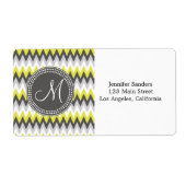 HOUTSKOOL GRIJS EN GEEL CHEVRON ETIKET (Voorkant)